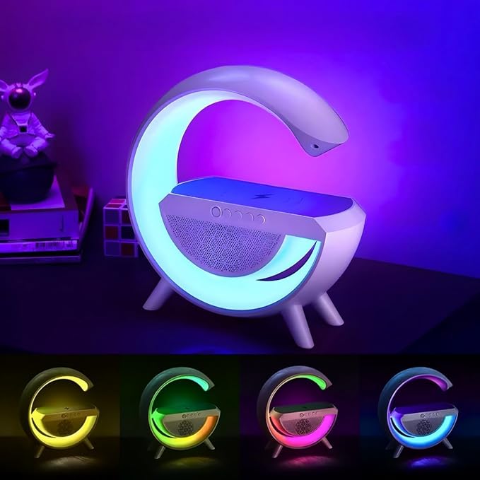 G-Shape LED Wireless Charging Speaker Lamp | 4 in 1 Lamp with Bluetooth Speaker | G-Shape Atmosphere Lamp | G Shape Lamp | Dynamic G Lamp | G Shape Wireless Charger With Lamp